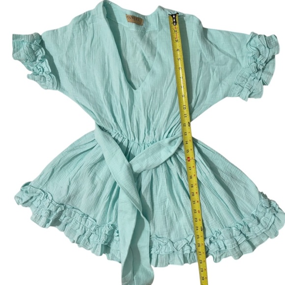 LAMANUEL THE LABEL Women’s Light Aqua Ruffle Mini Dress - Picture 13 of 14